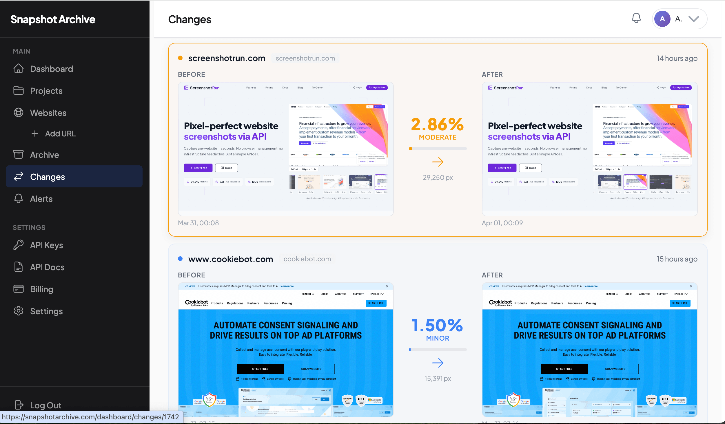 Visual change detection