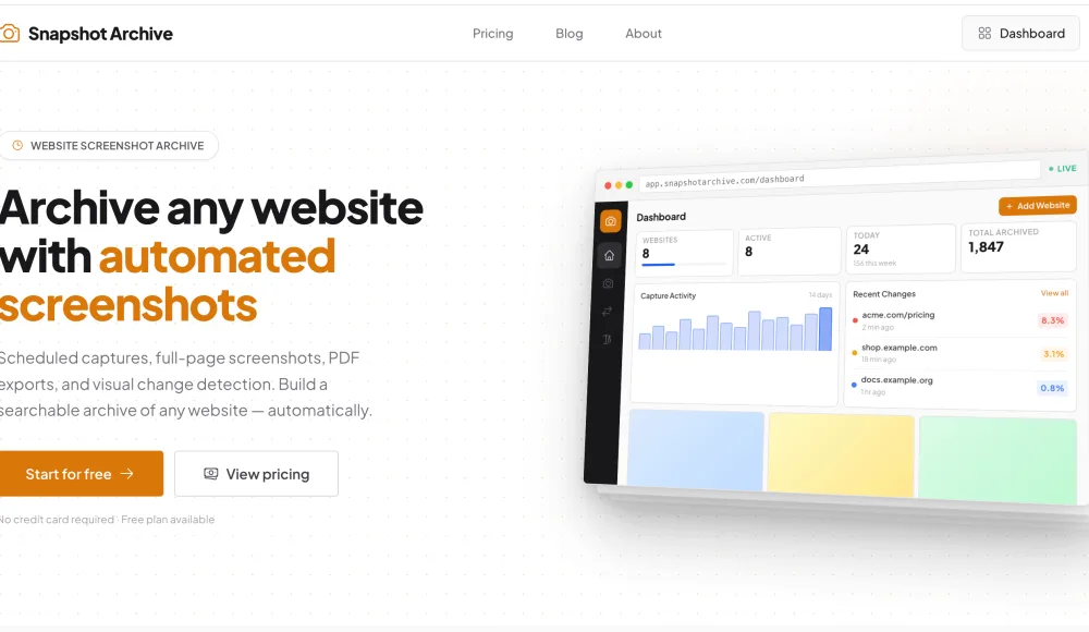 Introducing Snapshot Archive — Automated Website Screenshots with Visual Change Detection