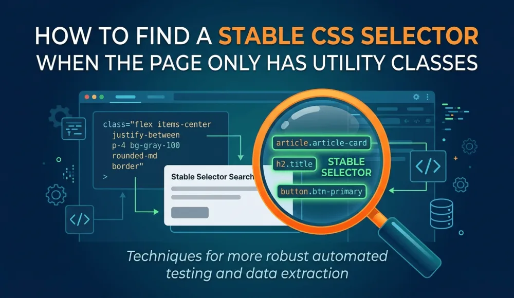 How to find a stable CSS selector when the page only has utility classes