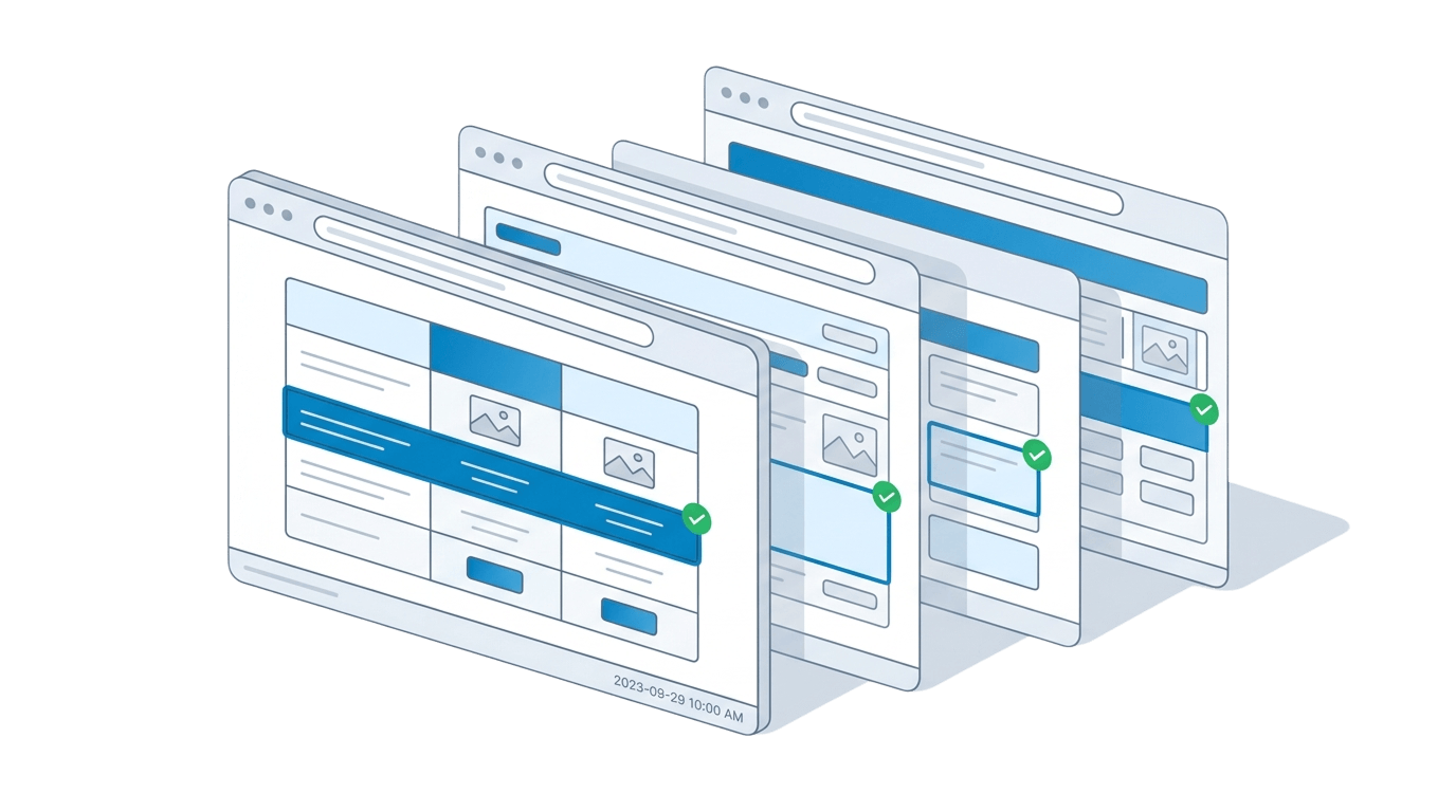 side-by-side of the same pricing page captured months apart, the changed row outlined and a green check on it
