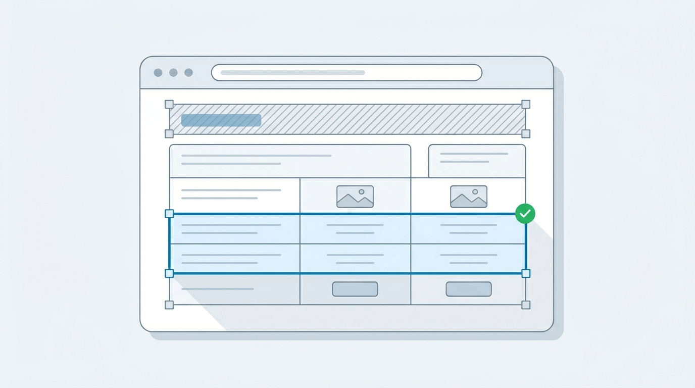 a screenshot with one include zone around the price table and one ignore zone over a banner
